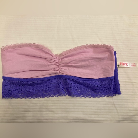 PINK Victoria’s Secret Lavender Purple & Light Pink Lace Bandeau Size Large NWOT - Picture 8 of 11